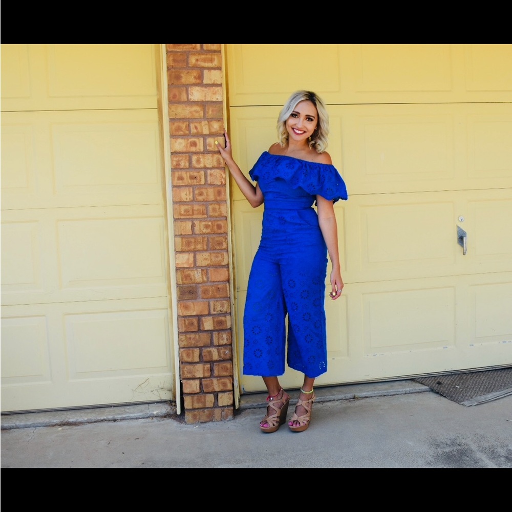 Elegant Blue Off-Shoulder Jumpsuit